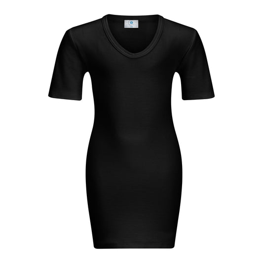 Korsetthemd mit kurzem Arm, schwarz, nahtlos (Classic Shirt), Vorderseite