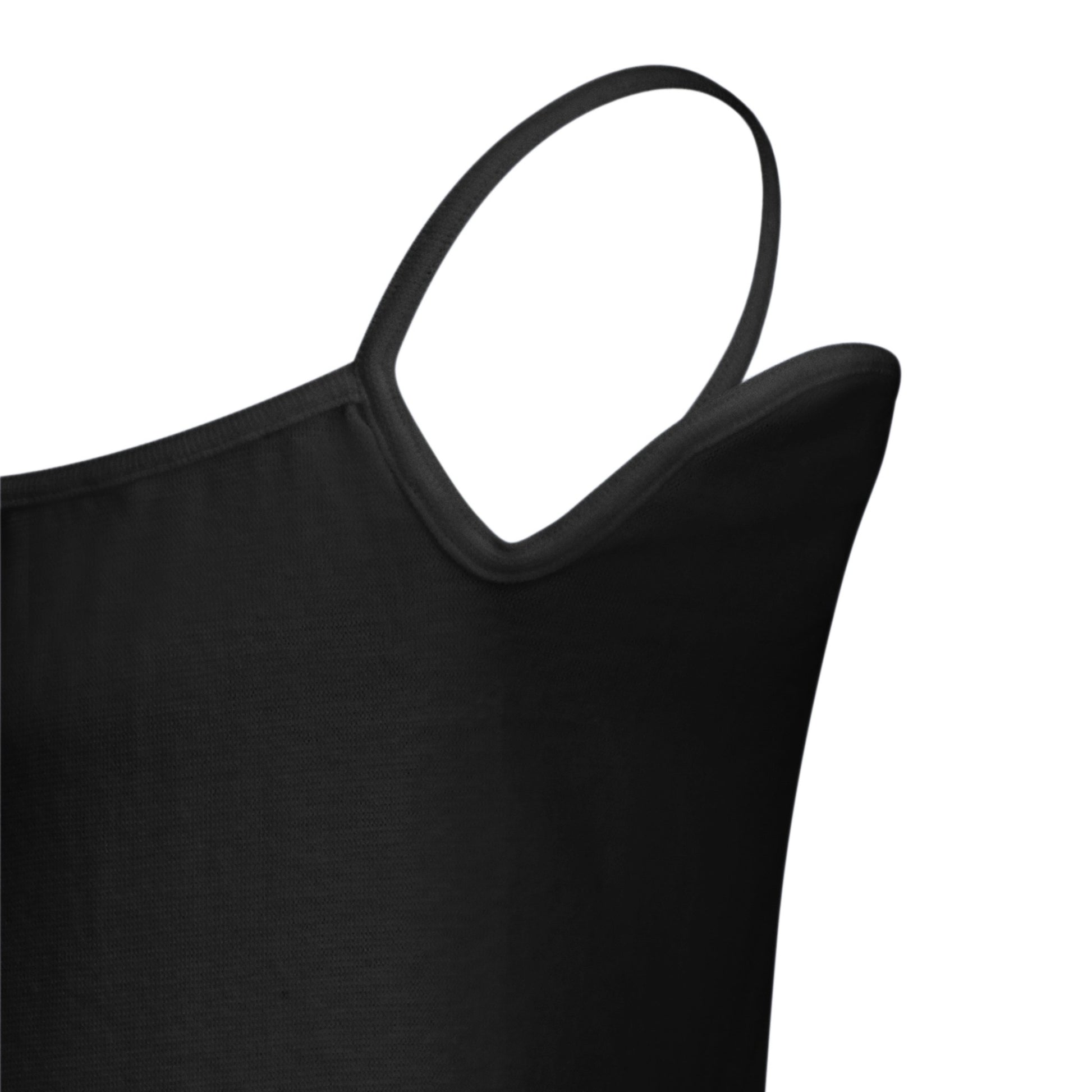 Korsetthemd mit Spaghetti-Trägern, schwarz, Detail Träger und Achsel-Flap
